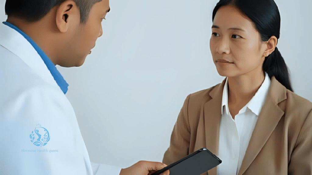 a woman visiting the doctor